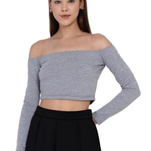 ETICO Cotton Full Sleeves Off Shoulder Crop Top for Women
