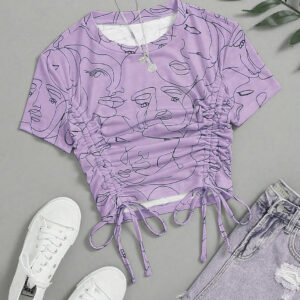 Printed Crop Top for Women with Short Sleeve